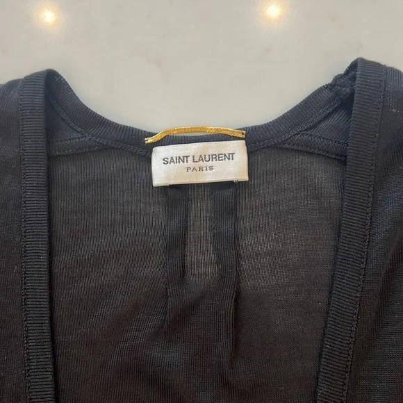 Saint Laurent - plunging shirt in black - Picture 3 of 6